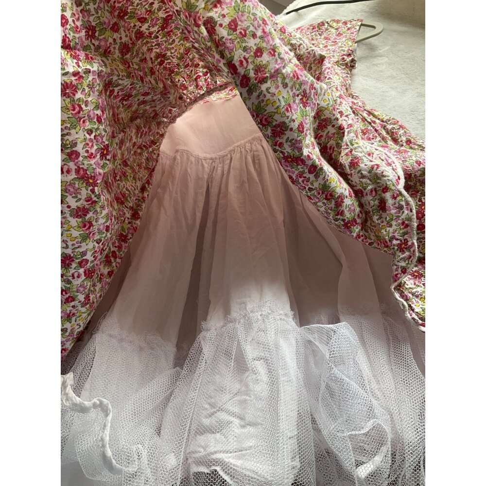 Laura Ashley Girl 6X Ditsy Floral Dress Embroidered Lace Butterfly Tulle Hem Lin - Picture 5 of 15